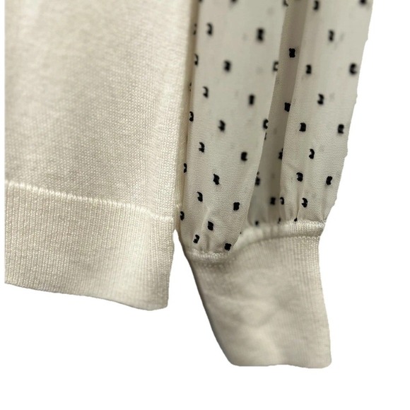 LOFT Women's lightweight Sweater Size M Sheer Sleeves Official Casual Coquette - Picture 3 of 9